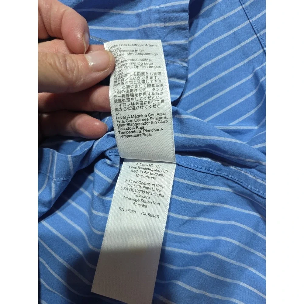 J.Crew Womens Medium Cotton Sleepwear Short Sleeve Pajama Top Blue White Stripes
